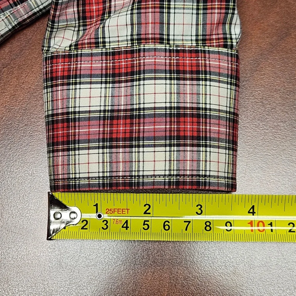 J.CREW Slim Fit Men's Medium Flannel Shirt Red Black White Tartan Plaid‎ L/S EUC